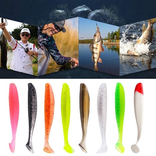 50pcs Fishing Lure Soft Two-color Smooth T-tail Artificial Bait