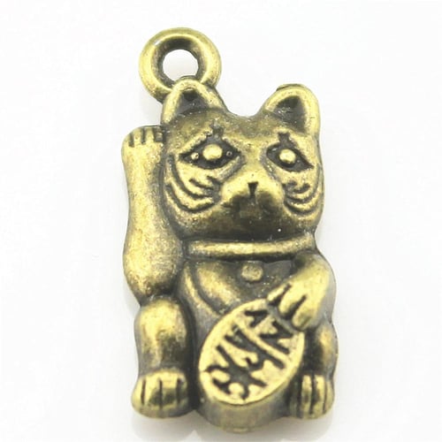 10pcs/bag 15x11mm Lucky Cat Charms For Jewelry Making Jewelry