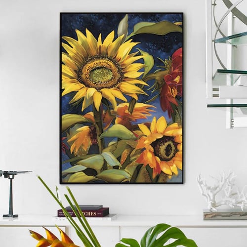 Cheap Diamond Painting New Flower Sunflower 5D DIY Diamond Embroidery Sale  Sunset Rhinestones Mosaic Decor For Home