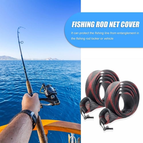 2pcs 32mm Casting Fishing Rod Sleeves Pole Mesh Wrap Bags (Black