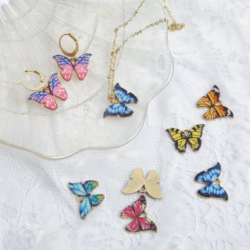 4Pcs Metal Enamel Butterfly Charms Pendant For DIY Jewelry Making Necklace  Earring Accessories - buy 4Pcs Metal Enamel Butterfly Charms Pendant For  DIY Jewelry Making Necklace Earring Accessories: prices, reviews