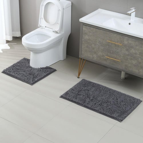 2PCS Bath Rug Set - Soft Absorbent Shaggy Bathroom Rugs Bathroom