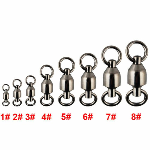 Fishing Swivels Ball Bearing Swivel with Safety Snap Solid Rings