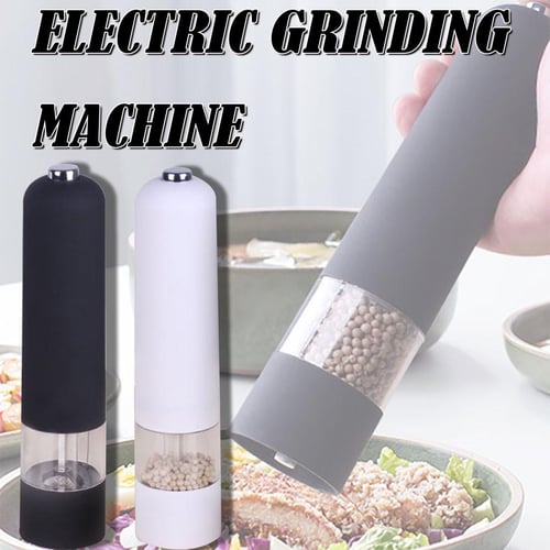 Electric Salt and Pepper Grinder Set,One-handed Automatic Operation, white  LED Light, Adjustable Coarseness,Battery Powered,Generous Capacity