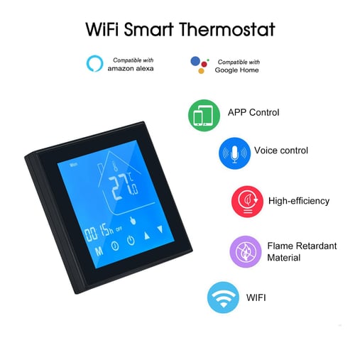 WIFI Smart Boiler Thermostat with RGB Colorful LCD Display Intelligent  Thermostat Indoor Constant Temperature Controller Digital Programmable