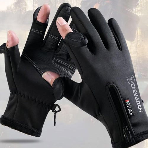 Winter Fishing Gloves 2 Finger Flip Waterproof Windproof Cycling