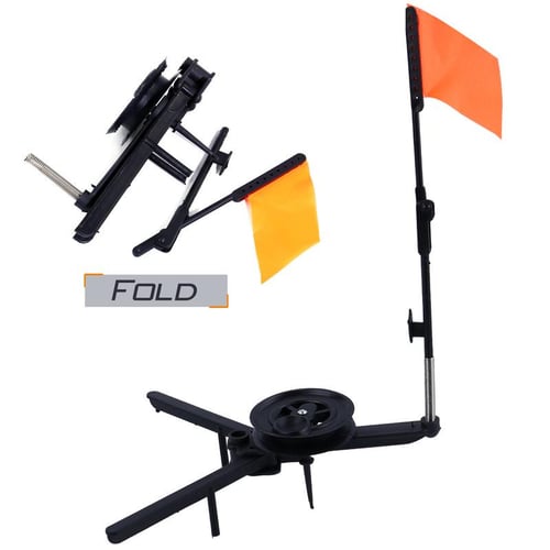 SOUGAYILANG Ice Fishing Rod Tip-Up Compact Metal Pole Orange Flag