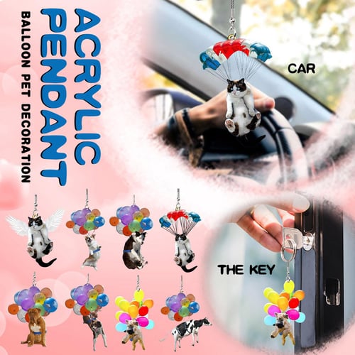 Mirror Hanging Accessories for Women, Funny Cat Car Rearview Mirror Hanging  Ornament with Colorful Balloon Pendant,Cute Car Decor Car Interior  Decoration for Car / Home / Office Cattle - Extra Special