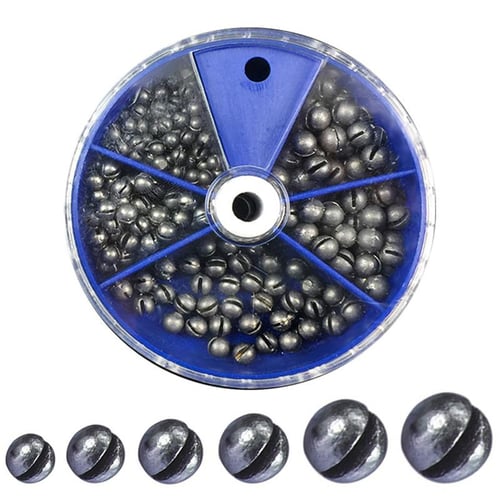 205pcs Fishing Weights Sinkers With Storage Box 5 Sizes Assortment