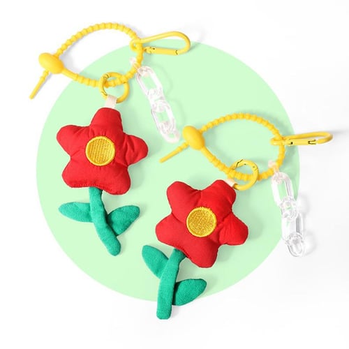 Soft Plush Charm Flower Keychain Backpack Accessories Ornaments Lanyard  Strips