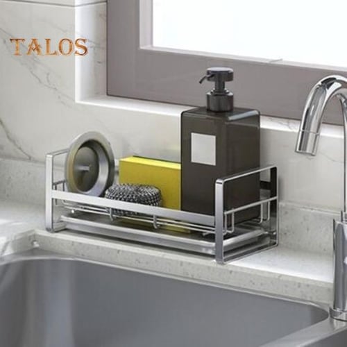 Kitchen Storage Helper Faucet Shelf Sink Rack For Dishcloth Sponges  Scrubber With Drain Pan