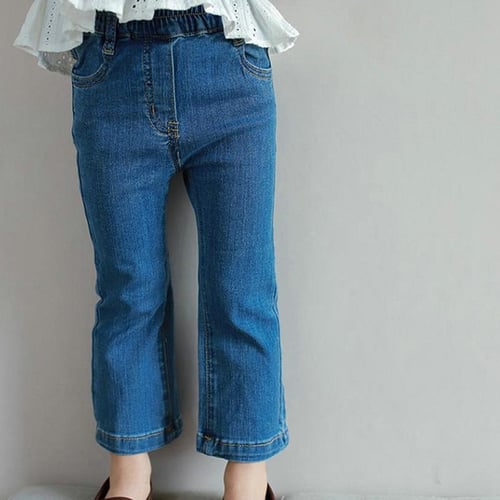 Korean style high waist wide leg Women Clothes jeans women's autumn cropped  trousers straight-leg pants loose and thin