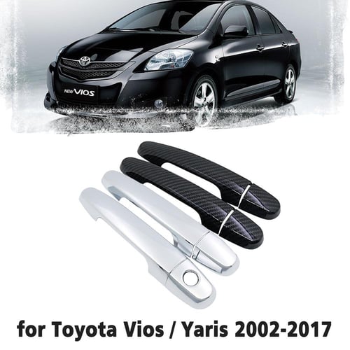 Black Carbon Fiber Door Handle Cover for Toyota Yaris XP130 Vitz