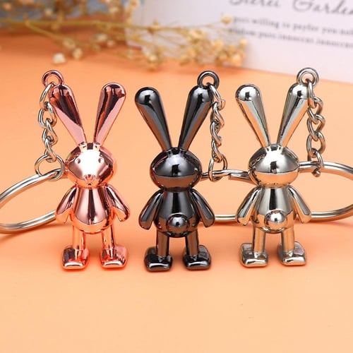 Fashion Houndstooth Rabbit Plush Doll Keychain Creative Keychain