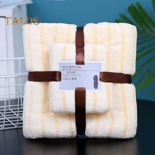 1 Set Cotton Towel Luxurious Super Soft Absorbent Lightweight Bath