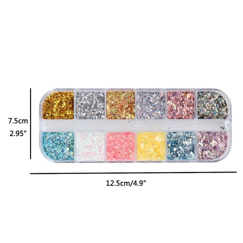 6 Grids Nail Art Foil Flake Glitter Confetti Nail Sequins Glitter Nail  Flakes Nail Sticker Manicure