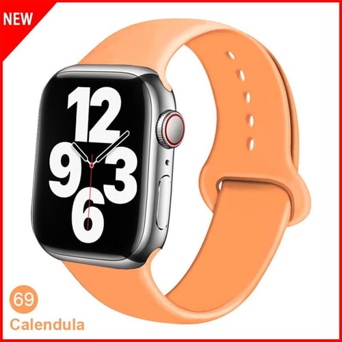 Silicone Strap for Apple Watch band 44mm 40mm 45mm 41mm 42mm 38mm  Breathable watchband Sport wrist band bracelet iWatch series 6 3 4 5 se 7  wristband - Orange 