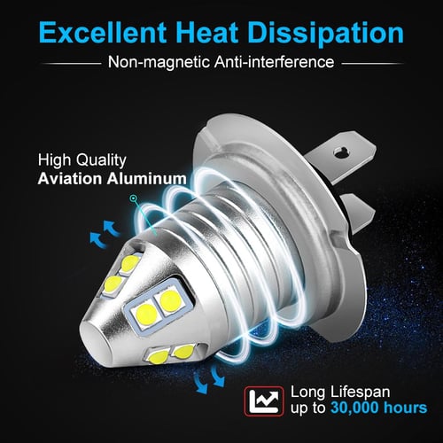 100W Bright White High Power H7 LED Bulbs Daytime Running Fog Lights