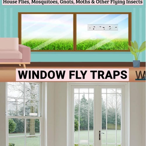50pcs Window Fly Traps Fly Paper Sticky Strips Clear Windows Trap