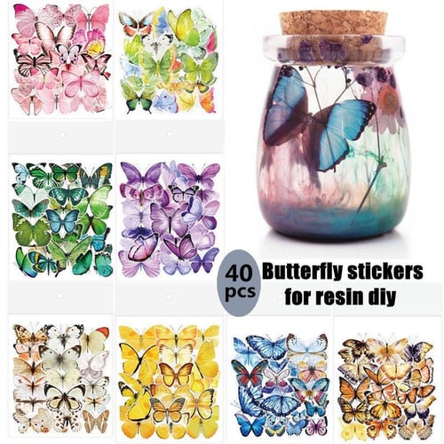 Butterfly Stickers Resin Stickers PVC Stickers Resin Art Scrapbook Stickers  Planner Stickers Resin Craft Paper Art 