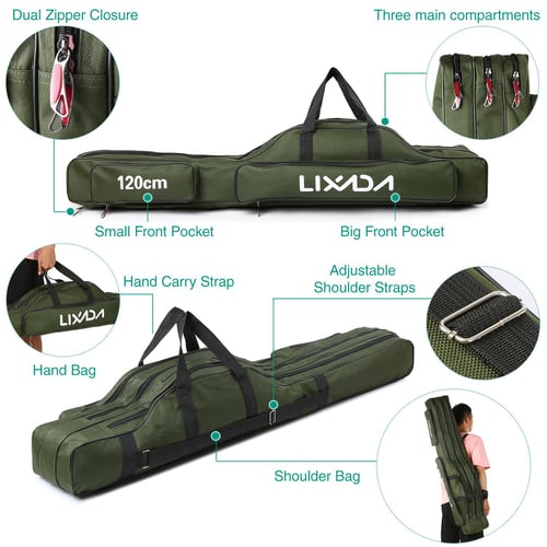 Lixada Portable Fishing Bag Case Fishing Rod and Reel Travel Carry