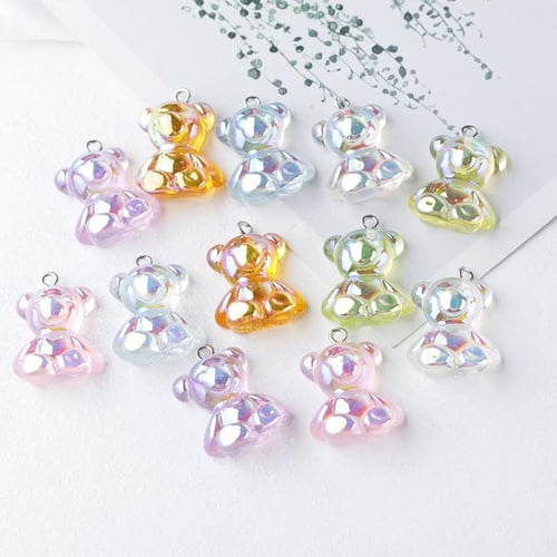 10Pcs Colorful Gummy Bear Pendant Charms for Necklace Bracelet Diy