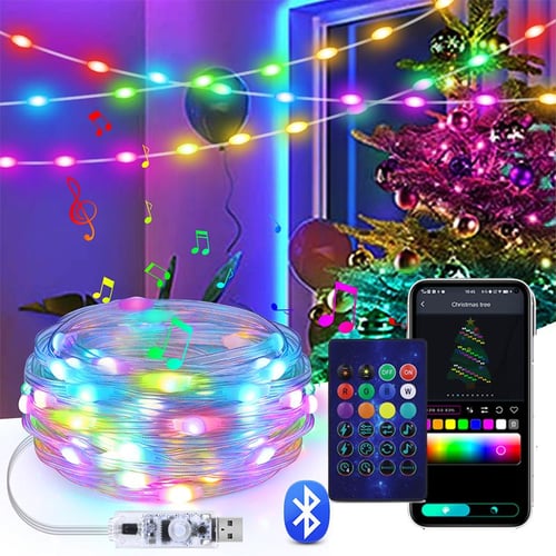 1pc 5m/10m Smart Controlled Usb Christmas Tree Led String Light