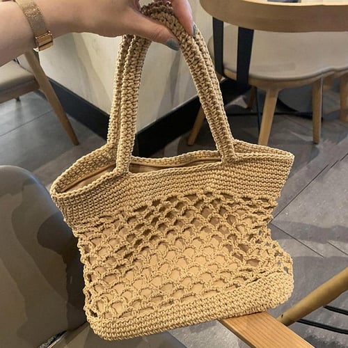 Simple Straw Tote Bag, Large Capacity Shoulder Bag For Travel