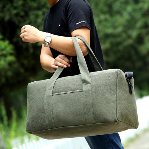 Canvas Leather Men Travel Bags Carry on Luggage Bags Men Duffel Tote Large  Bag