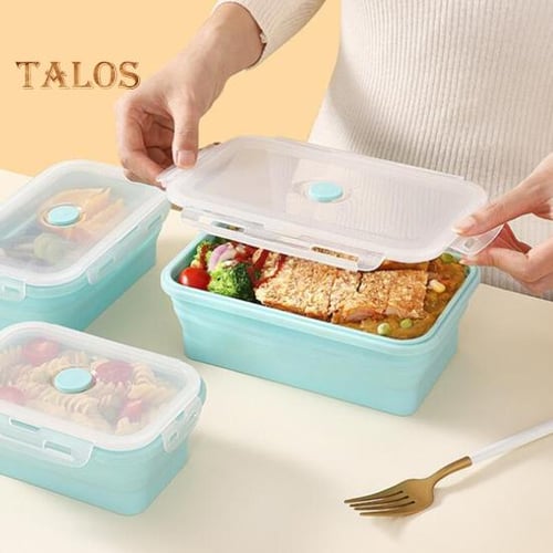 4pcs Sealed Collapsible Lunch Box Microwavable Food Storage Container  Leakproof Eco-Friendly Silicone Portable Bento Box