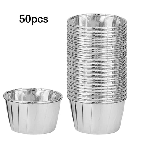 50pcs Round Aluminum Foil Cups,Thickened Material,Disposable Cake