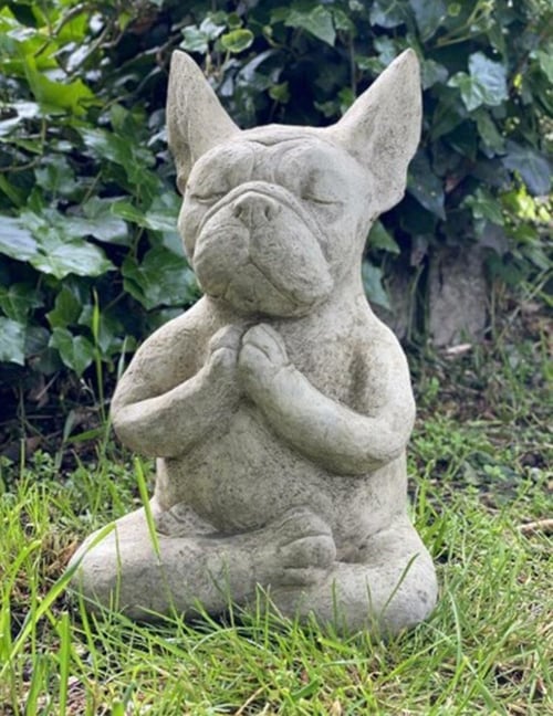Yoga Pose Meditation Dog Resin Statue Ornaments Waterproof Prayer