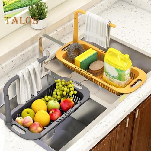 Sink Drain Rack, Retractable Sink Drain Rack, Sink Dish Drain Rack,  Expandable Dish Drying Rack, Over Sink Dish Drying Rack, Stainless Steel  Sink Strainer Drain, Telescopic Drain Basket With Adjustable Armrest,  Kitchen