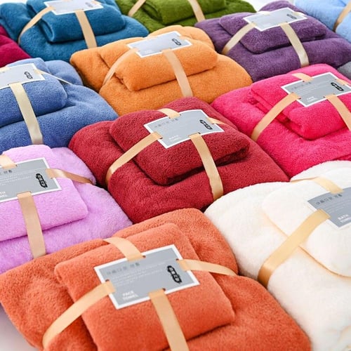 2PCS Coral Velvet Absorbent Bath Soft Bathroom Towel Set Quick