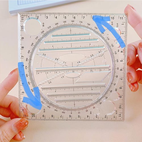 Multifunction Rotatable Drawing Template Ruler Mathematics Stereo Geometric  Ellipse Circle Art Design Drafting Measuring Tool