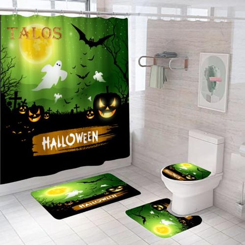 1set Bat Print Bath Mat