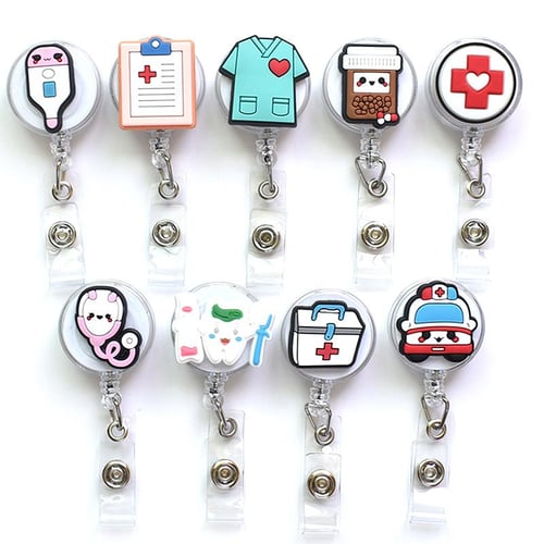 Retractable Hospital Nurse Badge Holder Reel Cartoon Id Card Holder  Keychains - buy Retractable Hospital Nurse Badge Holder Reel Cartoon Id  Card