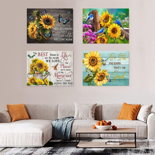 4 Pack 5D Diamond Painting for Adults, Flower Diamond Art Kits for Adults  Full D