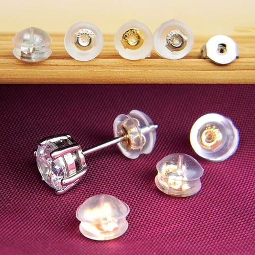 1box Plastic Ear Nuts Earring Backs Clear DIY Earrings Back Plug