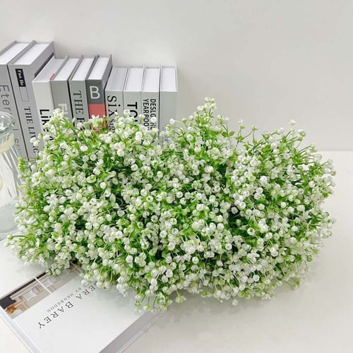 Artificial Babies Breath Flowers 10pcs Fake Babies Breath Gypsophila  Plastic Flower Stems for Weddings Home Decoration