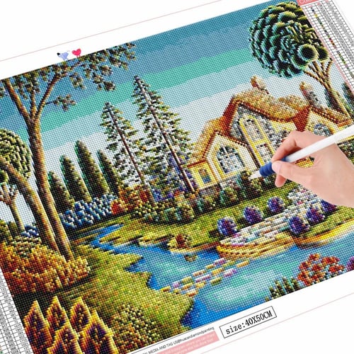 Huacan 5D Diy Diamond Painting Set Seaside Landscape Full Square Round  Embroidery Mosaic Tree Flower Handmade Wall Art