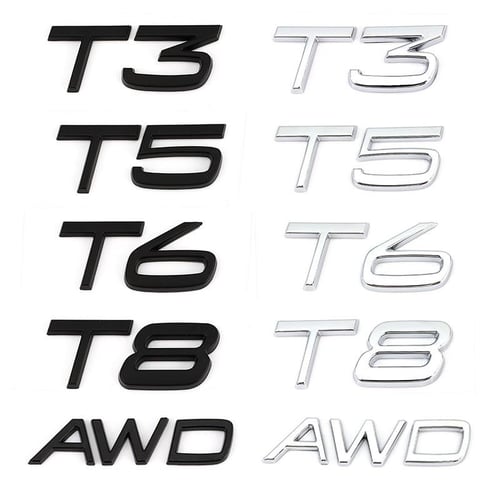 3D AWD T3 T5 T6 T8 Logo Emblem Badge Decals Car Sticker for V40 V60 V90  XC60 XC90 XC40 S60 S90 S80 C30 Car Accessories - buy 3D AWD T3 T5 T6
