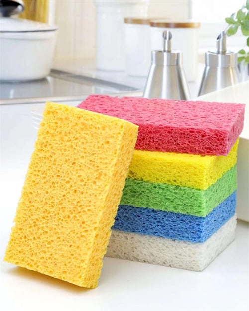 5PCS Scrub Sponges for Dishes Non-Scratch Microfiber Sponge Non Stick Pot  Cleaning Sponges Kitchen Tools Wash Pot Gadgets