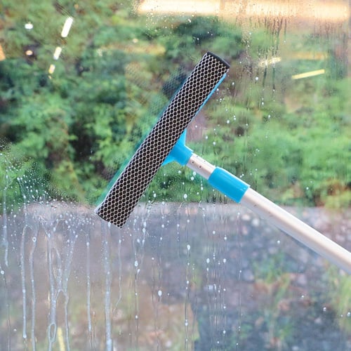 Long Handle Cleaning Brush Window Cleaner Glass Squeegee Telescopic Rod  Rotating Head with Cleaning