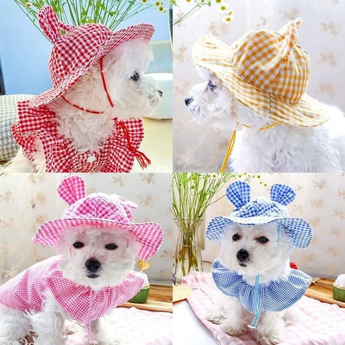 Dog Hat with Ear Hole Dog Baseball Cap Adjustable Drawstring Breathable  Sports Hat Sun Protection Hats for Dogs for Small Dogs Puppy and Kitty  Outdoor