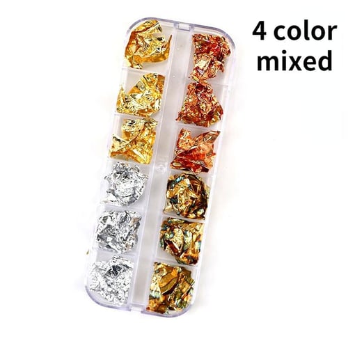 Sparkly Foil Nails Sequins Irregular Aluminum Gold Red Summer