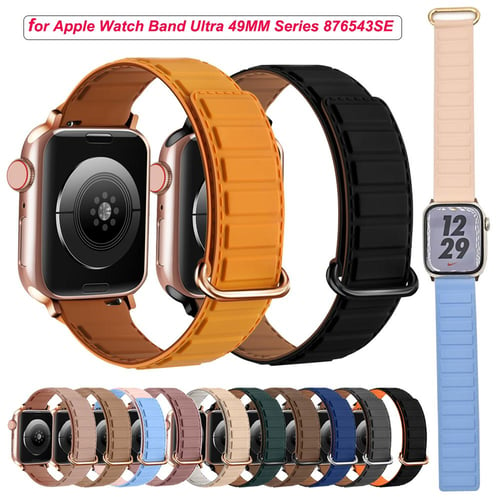 Leather Link For Apple watch band 45mm 44mm 40mm 41mm 49mm 42mm Magnetic  Loop bracelet iWatch series Ultra 3 4 5 SE 6 7 8 strap