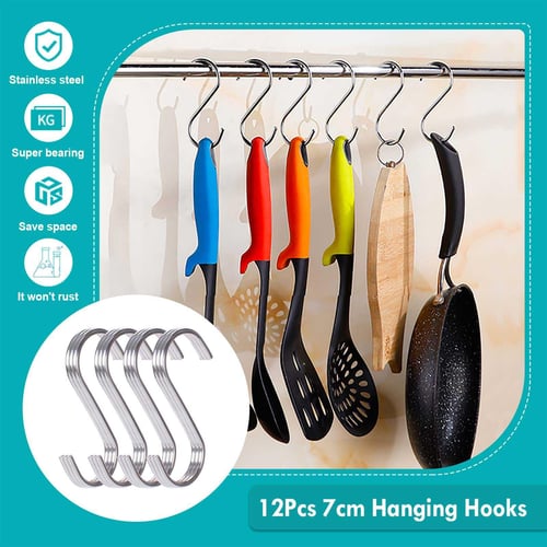 12pcs s-Hooks Hooks for Hanging Metal Hooks for Hanging Plants Stainless  Steel s Hooks s Shaped Hooks Clothes Racks for Hanging Clothes Wall Hooks  for Hanging. 