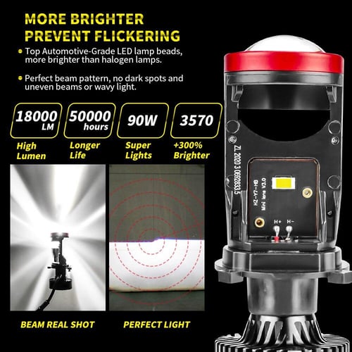 Y7D H4 LED Headlight Canbus Car Light Mini Projector Lens Car Bulb