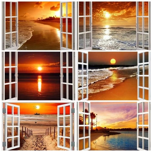 Huacan 5D DIY Diamond Painting Full Square Sunset Door Diamond Embroidery  Mosaic Landscape Seaside Decorations Home Art - AliExpress